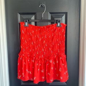 GOOD LUCK GEM smocked red floral skirt